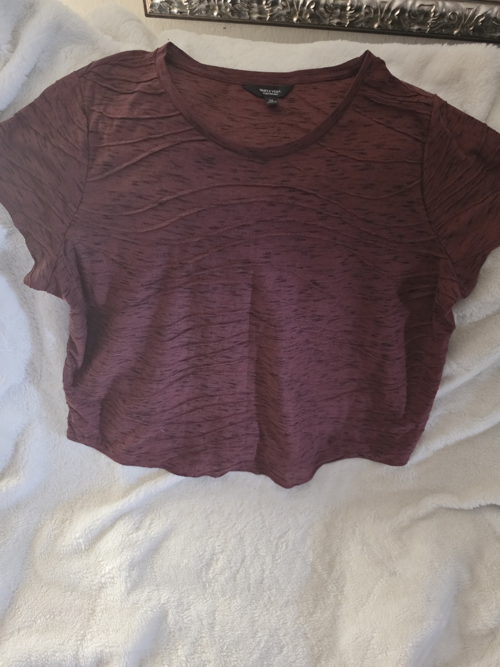 Simply Vera Vera Wang Women's Short Sleeve Scoop Neck Tee - Burgundy